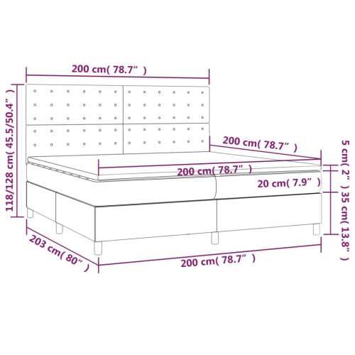 Krevet box spring s madracem LED svjetlosivi 200x200 cm tkanina - Svjetlosiva 200 x 200 cm gumbi Cijena