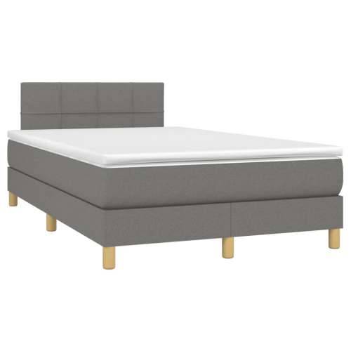 Krevet box spring s madracem LED tamnosivi 120 x 200 cm tkanina - Tamno siva 120 x 200 cm Blok s kvadratima Cijena