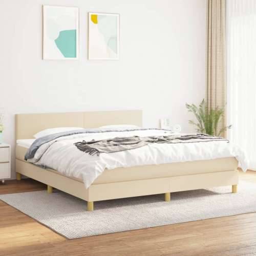 Krevet s oprugama i madracem krem 160x200 cm od tkanine - Krema 160 x 200 cm Gladak dizajn Cijena