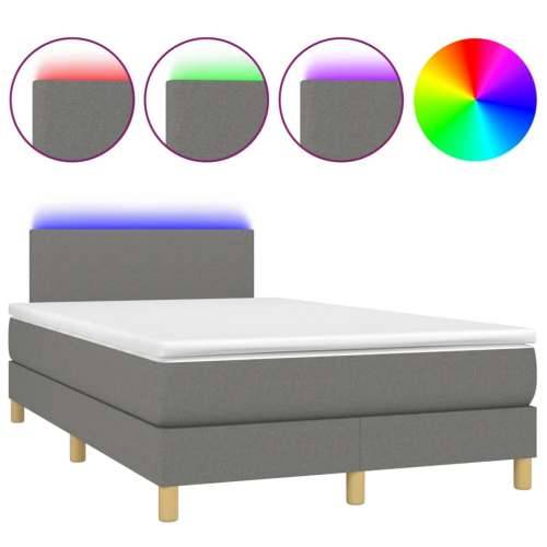 Krevet box spring s madracem LED tamnosivi 120 x 200 cm tkanina - Tamno siva 120 x 200 cm Gladak dizajn Cijena