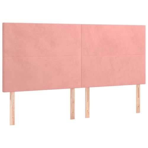 Krevet box spring s madracem LED ružičasti 160x200cm baršunasti - Ružičasta 160 x 200 cm Gladak dizajn Cijena
