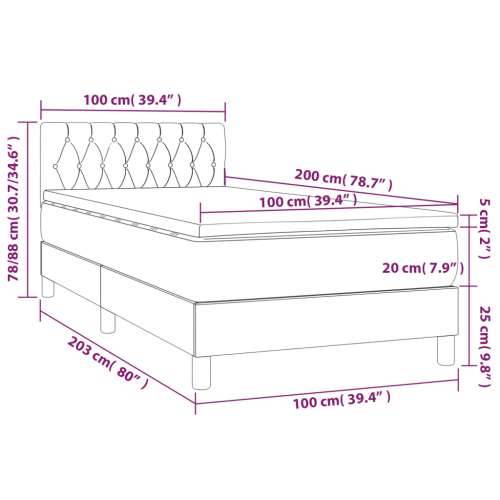 Krevet box spring s madracem LED plavi 100x200 cm od tkanine - Plava 100 x 200 cm Dizajn s gumbima Cijena