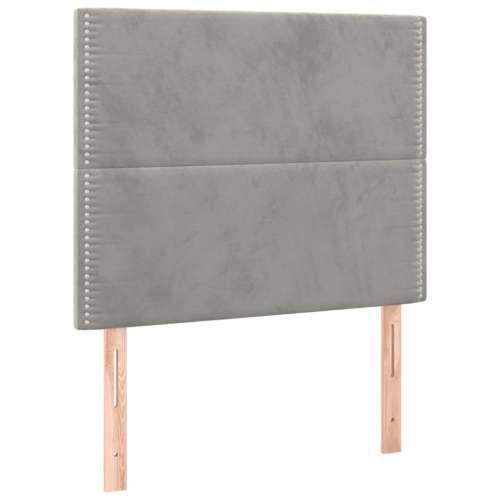 Krevet box spring s madracem LED svjetlosivi 120x200 cm baršun - Svjetlosiva 120 x 200 cm Obično s čavlima Cijena