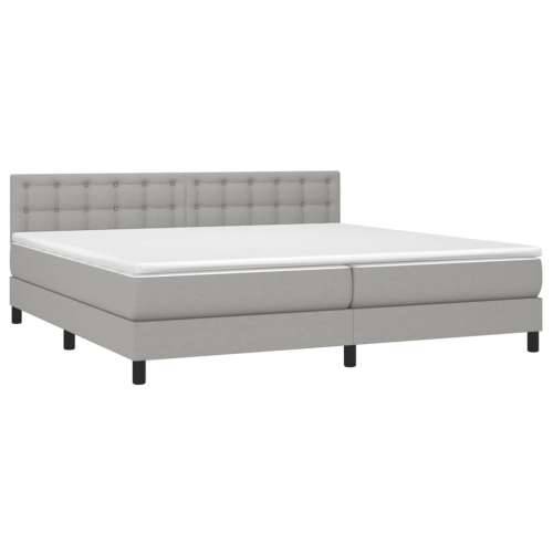 Krevet box spring s madracem LED svjetlosivi 200x200 cm tkanina - Svjetlosiva 200 x 200 cm gumbi Cijena