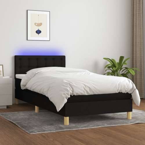 Krevet box spring s madracem LED crni 100x200 cm od tkanine - Crna 100 x 200 cm gumbi Cijena