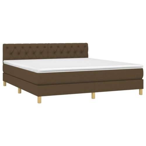Krevet box spring s madracem LED tamnosmeđi 160x200 cm tkanina - Tamno smeđa 160 x 200 cm Dizajn s gumbima Cijena