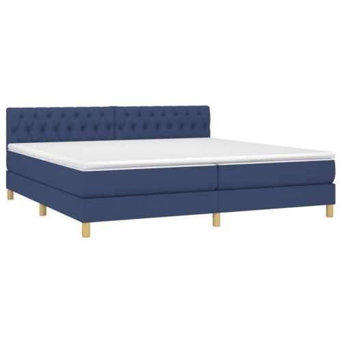 Krevet box spring s madracem LED plavi 200x200 cm od tkanine - Plava 200 x 200 cm Dizajn s gumbima Cijena