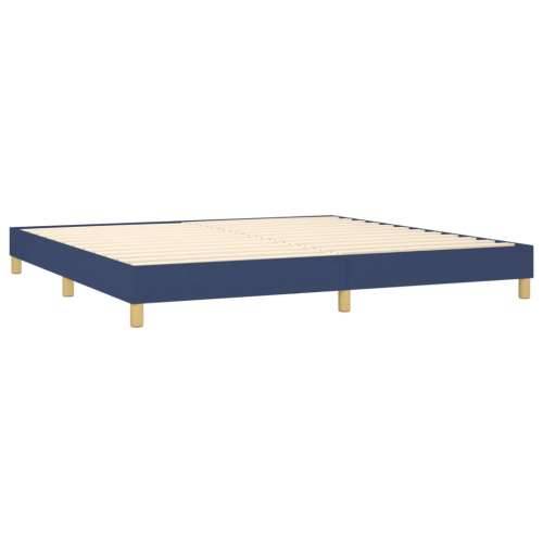Krevet box spring s madracem LED plavi 200x200 cm od tkanine - Plava 200 x 200 cm Dizajn s gumbima Cijena