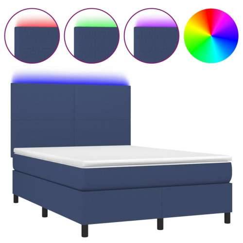 Krevet box spring s madracem LED plavi 140x190 cm od tkanine - Plava 140 x 190 cm Gladak dizajn Cijena