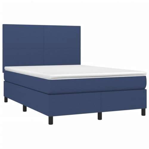 Krevet box spring s madracem LED plavi 140x190 cm od tkanine - Plava 140 x 190 cm Gladak dizajn Cijena