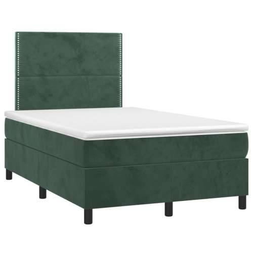 Krevet box spring s madracem LED tamnozeleni 120x200 cm baršun - Tamnozelena 120 x 200 cm Obično s čavlima Cijena