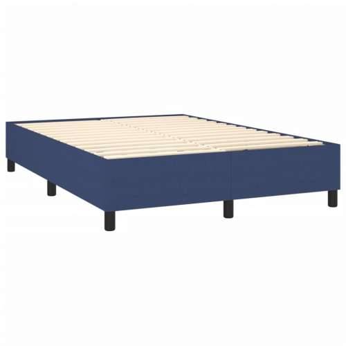 Krevet box spring s madracem LED plavi 140x190 cm od tkanine - Plava 140 x 190 cm Obično s čavlima Cijena