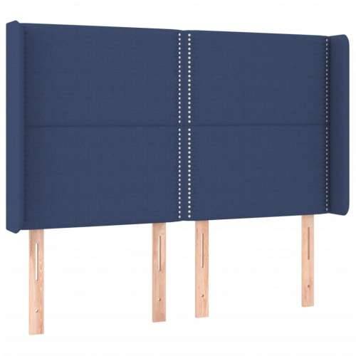 Krevet box spring s madracem LED plavi 140x190 cm od tkanine - Plava 140 x 190 cm Obično s čavlima Cijena