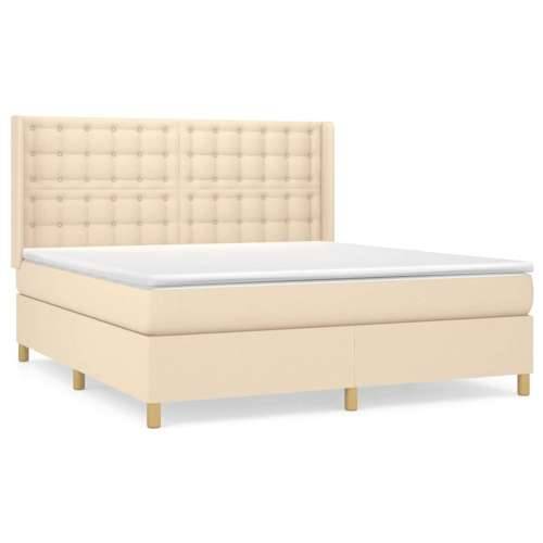 Krevet s oprugama i madracem krem 180x200 cm od tkanine - Krema 180 x 200 cm gumbi Cijena