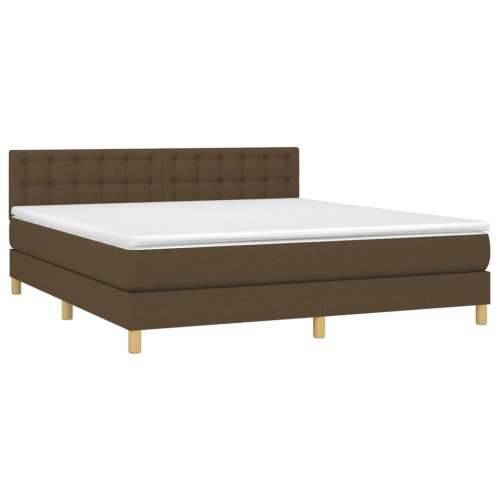 Krevet box spring s madracem LED tamnosmeđi 160x200 cm tkanina  - Tamno smeđa 160 x 200 cm gumbi Cijena
