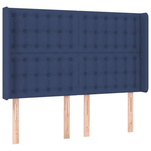 Krevet box spring s madracem LED plavi 140x190 cm od tkanine - Plava 140 x 190 cm gumbi Cijena