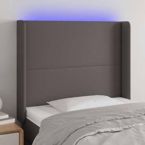 LED uzglavlje sivo 83x16x118/128 cm od umjetne kože - Siva 83 x 16 x 118/128 cm 1 Cijena