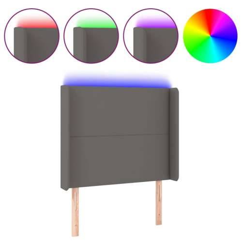 LED uzglavlje sivo 83x16x118/128 cm od umjetne kože - Siva 83 x 16 x 118/128 cm 1 Cijena