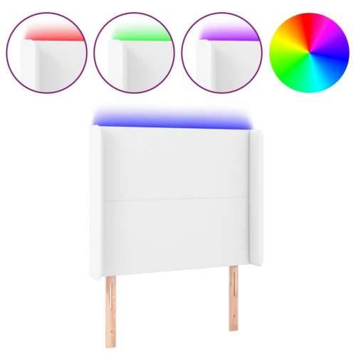 LED uzglavlje bijelo 93x16x118/128 cm od umjetne kože - Bijela 93 x 16 x 118/128 cm 1 Cijena