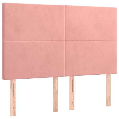 Krevet box spring s madracem LED ružičasti 140x200cm baršunasti - Ružičasta 140 x 200 cm Gladak dizajn Cijena