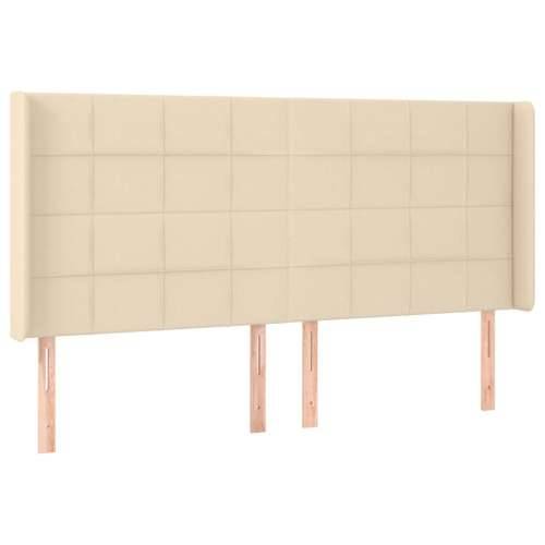 Krevet box spring s madracem LED krem 160x200 cm od tkanine - Krema 160 x 200 cm Blok s kvadratima Cijena