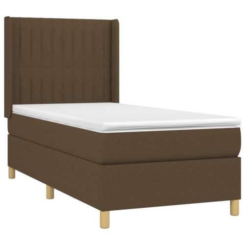 Krevet box spring s madracem LED tamnosmeđi 80 x 200 cm tkanina - Tamno smeđa 80 x 200 cm Okomite pruge Cijena