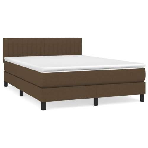 Krevet s oprugama i madracem tamnosmeđi 140 x 190 cm od tkanine - Tamno smeđa 140 x 190 cm Okomite pruge Cijena