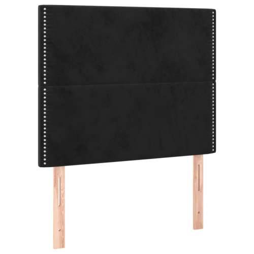 Krevet box spring s madracem LED crni 100x200 cm baršun - Crna 100 x 200 cm Obično s čavlima Cijena