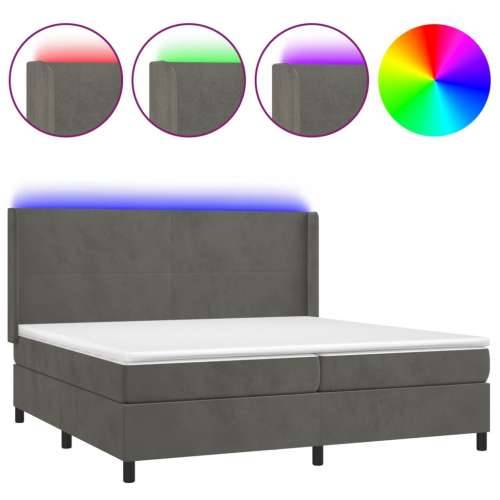 Krevet box spring s madracem LED tamnosivi 200x200 cm baršun - Tamno siva 200 x 200 cm Gladak dizajn Cijena