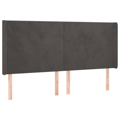 Krevet box spring s madracem LED tamnosivi 200x200 cm baršun - Tamno siva 200 x 200 cm Gladak dizajn Cijena