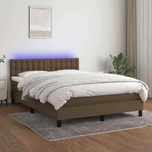Krevet box spring s madracem LED tamnosmeđi 140x190 cm tkanina - Tamno smeđa 140 x 190 cm gumbi Cijena