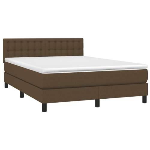 Krevet box spring s madracem LED tamnosmeđi 140x190 cm tkanina - Tamno smeđa 140 x 190 cm gumbi Cijena