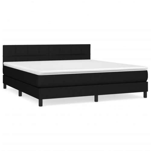 Krevet s oprugama i madracem crni 160x200 cm od tkanine - Crna 160 x 200 cm Blok s kvadratima Cijena