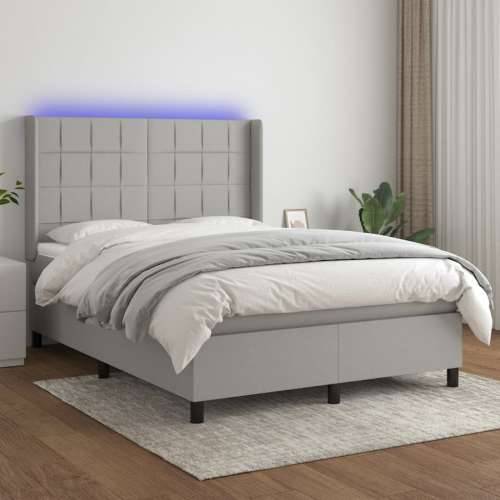 Krevet box spring s madracem LED svjetlosivi 140x200 cm tkanina - Svjetlosiva 140 x 200 cm Blok s kvadratima Cijena