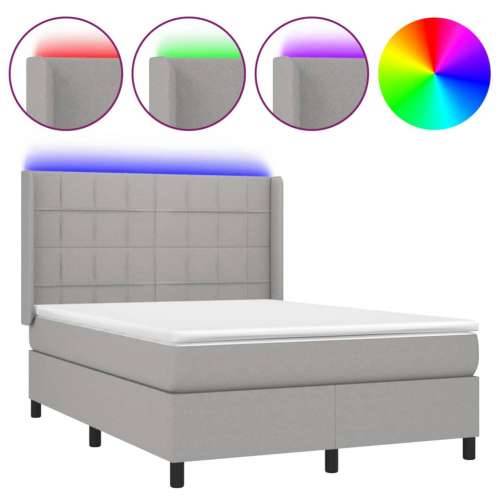 Krevet box spring s madracem LED svjetlosivi 140x200 cm tkanina - Svjetlosiva 140 x 200 cm Blok s kvadratima Cijena