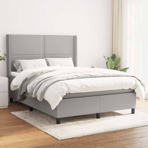 Krevet box spring s madracem svjetlosivi 140x200 cm od tkanine - Svjetlosiva 140 x 200 cm Obično s čavlima Cijena