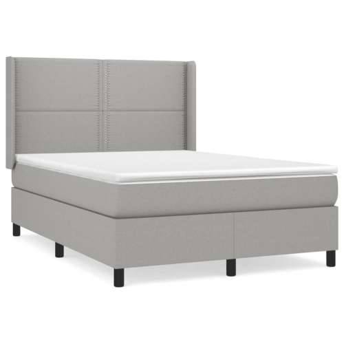 Krevet box spring s madracem svjetlosivi 140x200 cm od tkanine - Svjetlosiva 140 x 200 cm Obično s čavlima Cijena