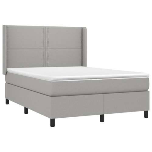 Krevet box spring s madracem svjetlosivi 140x200 cm od tkanine - Svjetlosiva 140 x 200 cm Obično s čavlima Cijena