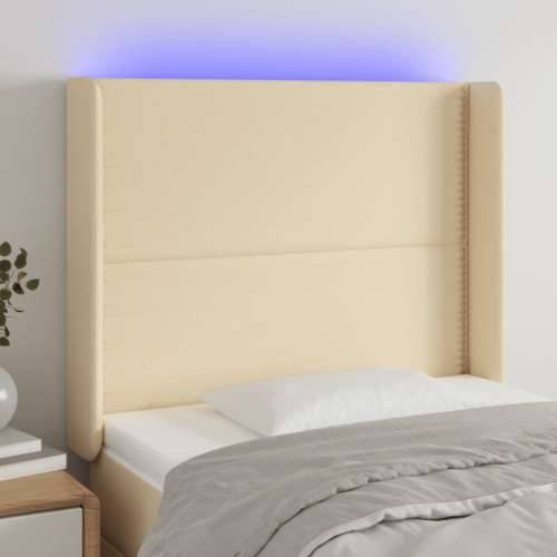 LED uzglavlje krem 93 x 16 x 118/128 cm od tkanine - Krema 93 x 16 x 118/128 cm 1 Cijena