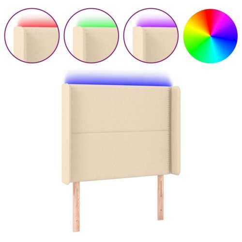 LED uzglavlje krem 93 x 16 x 118/128 cm od tkanine - Krema 93 x 16 x 118/128 cm 1 Cijena
