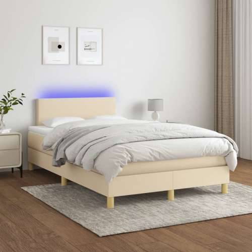 Krevet box spring s madracem LED krem 120 x 200 cm od tkanine - Krema 120 x 200 cm Gladak dizajn Cijena