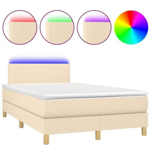 Krevet box spring s madracem LED krem 120 x 200 cm od tkanine - Krema 120 x 200 cm Gladak dizajn Cijena