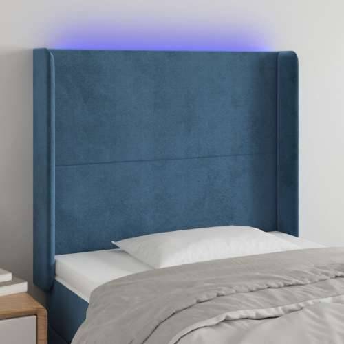 LED uzglavlje tamnoplavo 93x16x118/128 cm baršunasto - Tamno plava 93 x 16 x 118/128 cm 1 Cijena