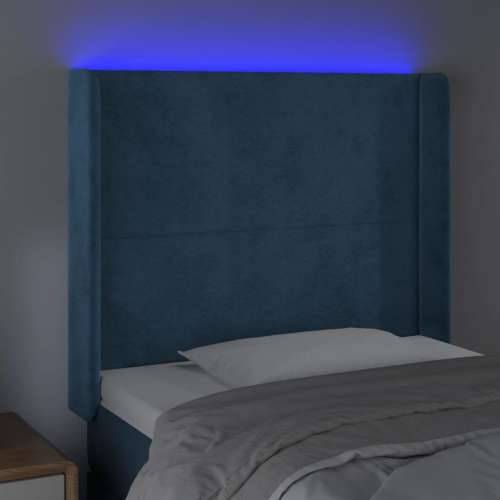 LED uzglavlje tamnoplavo 93x16x118/128 cm baršunasto - Tamno plava 93 x 16 x 118/128 cm 1 Cijena