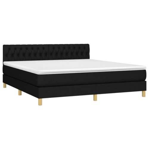 Krevet box spring s madracem LED crni 180x200 cm od tkanine - Crna 180 x 200 cm Dizajn s gumbima Cijena