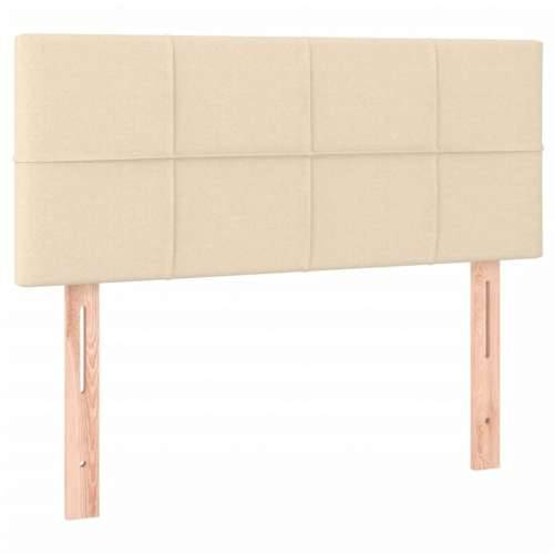 Krevet box spring s madracem LED krem 90x200 cm od tkanine - Krema 90 x 200 cm Blok s kvadratima Cijena