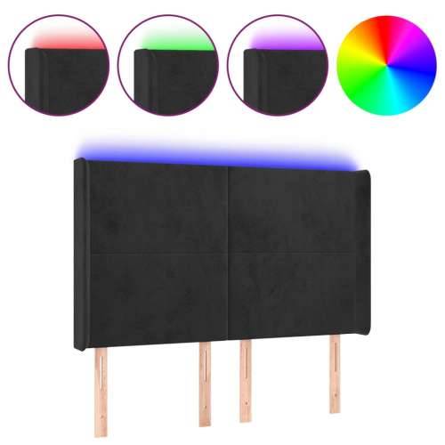 LED uzglavlje crno 147x16x118/128 cm baršunasto - Crna 147 x 16 x 118/128 cm 1 Cijena