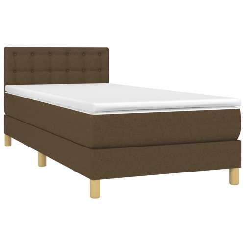 Krevet box spring s madracem LED tamnosmeđi 90x200 cm tkanina - Tamno smeđa 90 x 200 cm gumbi Cijena