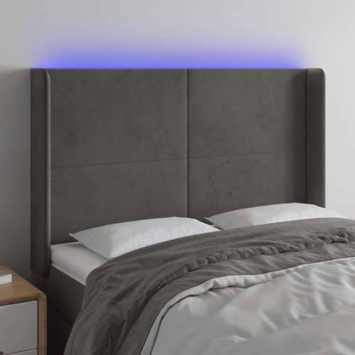 LED uzglavlje tamnosivo 147x16x118/128 cm baršunasto - Tamno siva 147 x 16 x 118/128 cm 1 Cijena
