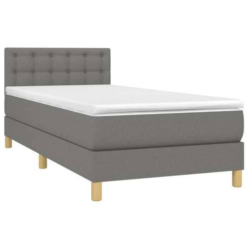 Krevet box spring s madracem LED tamnosivi 90x190 cm tkanina - Tamno siva 90 x 190 cm gumbi Cijena